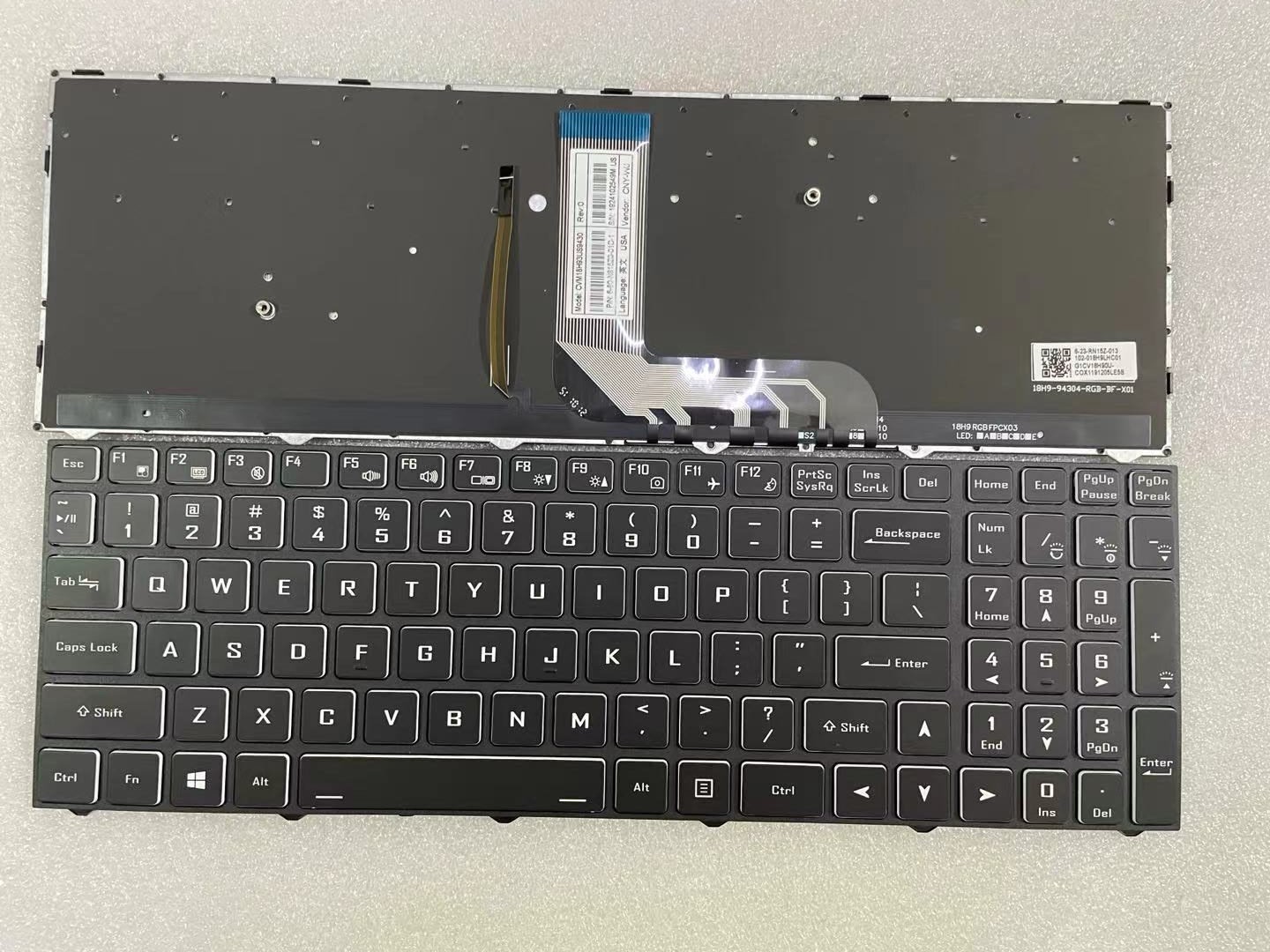 Picture of New Replacement Laptop Keyboard For HASEE GX9/ZX8/ACER AL15-51 Colorful backlight BLACK FRAME BLACK Backlit，White Side US Layout